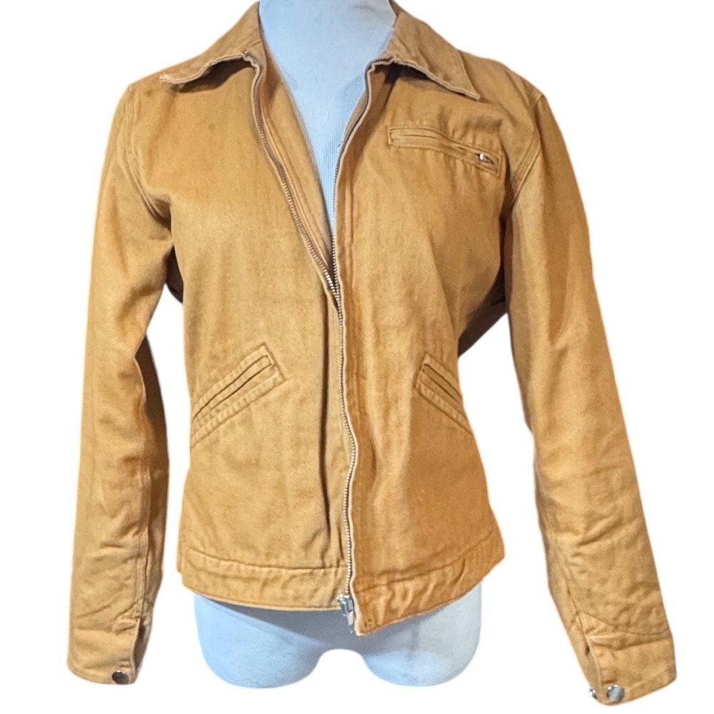 VTG Ethyl Canvas Jacket Womens Small Tie Dye Cowgirl Lining Tan Cotton Workwear